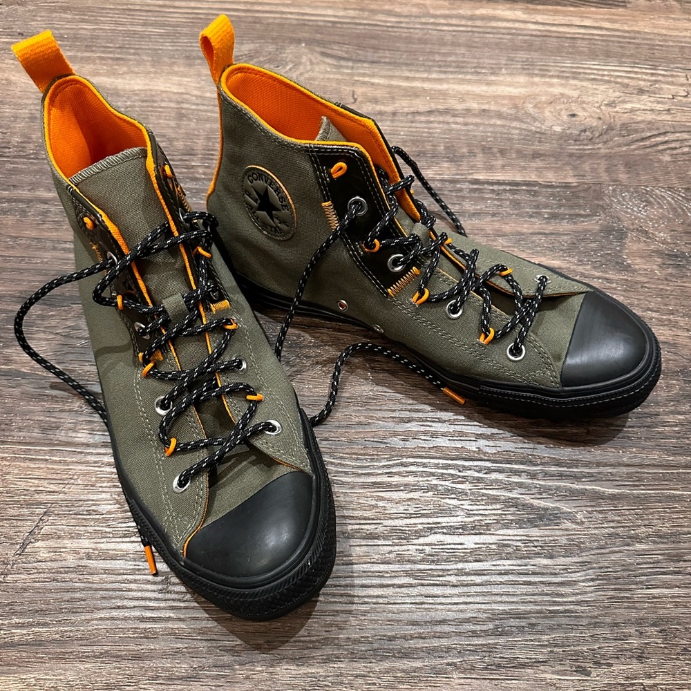 Converse Green and Orange High-Top Sneakers Rugged Style